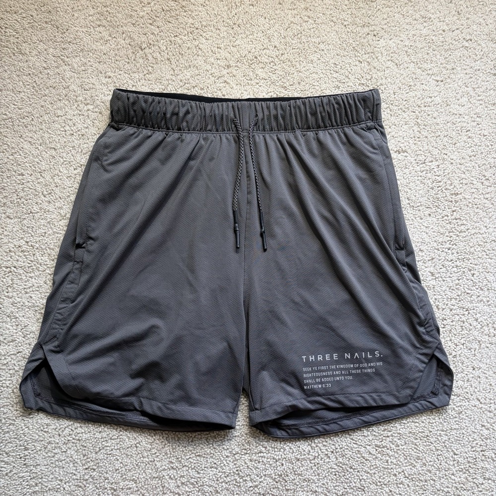 Three Nails Pro-Tech 2.0 Liner Short Mission Men's Large Gray Matthew 6:33